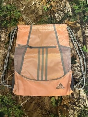 adidas Peach Drawstring Gym Sack with Gray Accents